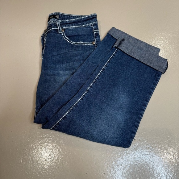 Women’s Size 6 28 waist Tru Luxe cuffed blue jeans straight leg - Picture 14 of 15